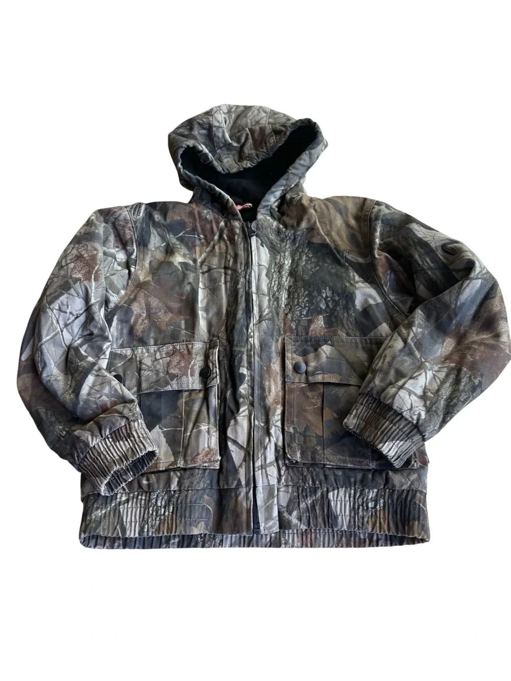 Outfitters Ridge boy M 8 realtree hardwoods camo zip up jacket quilted pockets